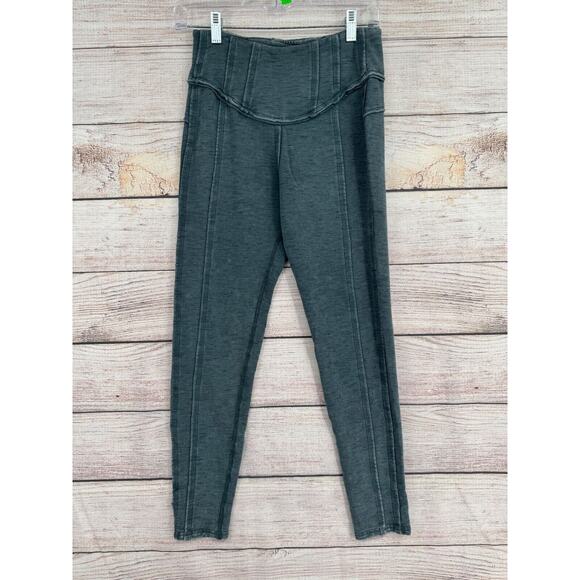 Free People Movement Rough Seam Heavy Weight Leggings Women's Small Green/Gray - Picture 1 of 10
